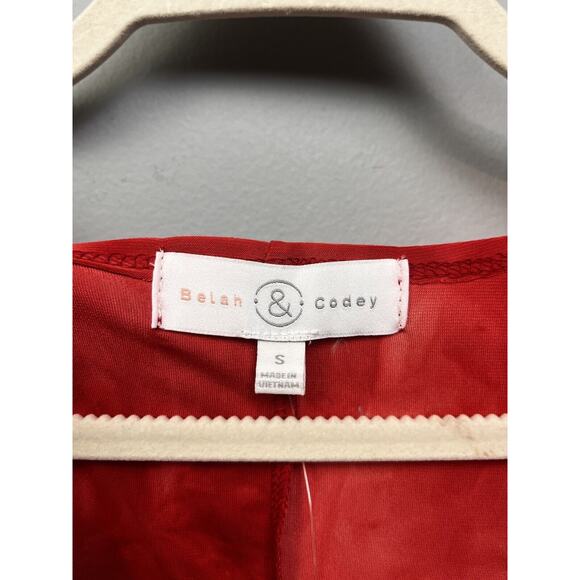 Belah & Codey Cowl Neck Top Womens Orange Red Tie‎ dye Tank Stretch Blouse NEW - Picture 4 of 8